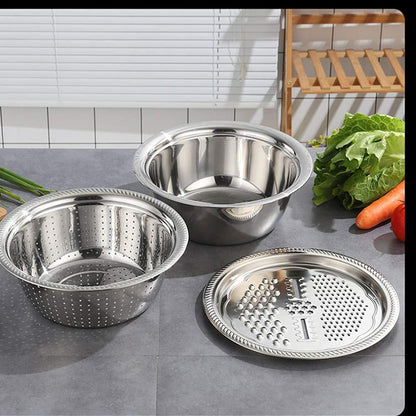 3 in 1 Multifunctional Grater Basin Stainless Steel Colanders Set